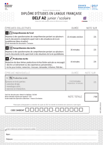 Sujet d'examen DELF A2 junior/scolaire