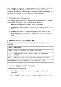Business Management Core Concepts: Functions, Marketing, Economics