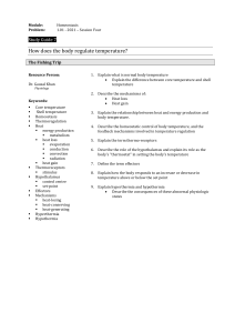 Body Temperature Regulation Study Guide