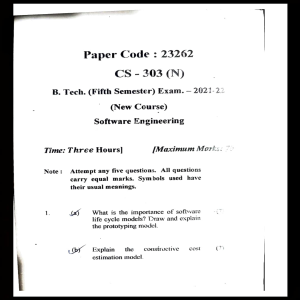 CS-303 Software Engineering Exam Questions