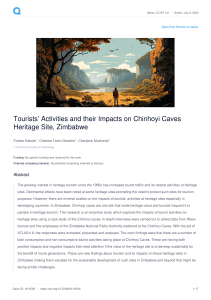Tourists&rsquo; Activities and Impacts on Chinhoyi Caves Heritage Site