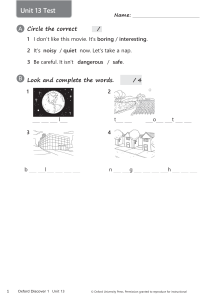 Unit 13 Test - Oxford Discover 1