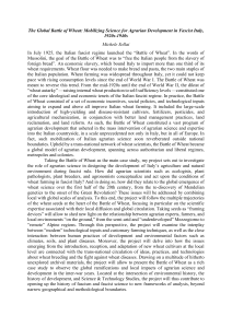 The Global Battle of Wheat: Agrarian Science in Fascist Italy