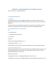 MGT1200 Sampling Distributions & Confidence Intervals Notes