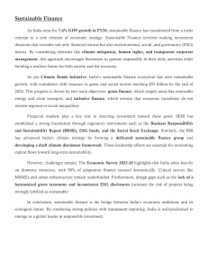 Sustainable Finance in India: ESG, Growth, and Challenges