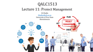 Lecture 11: Project Management - Critical Path & Gantt Charts