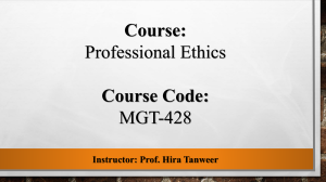 Professional Ethics Course (MGT-428) - Key Concepts