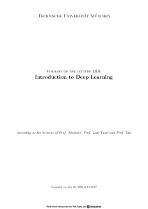 Introduction to Deep Learning Lecture Summary