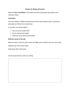 Food Waste Persuasive Talk Assignment