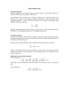 Heat Transfer Notes: Conduction, Convection, Equations