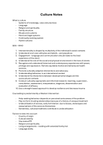 Culture Notes: Cultural Concepts, Counseling, and SDG-WHO Guidelines