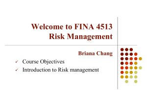 FINA 4513 Risk Management Course Introduction