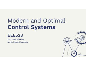 Modern and Optimal Control Systems Lecture Notes