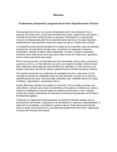 Fundamentos presupuesto y programaci&oacute;n de obra: Especificaciones T&eacute;cnicas