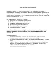 Grade 12 Responsibility Lesson Plan: Land Acknowledgement