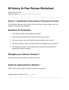 IB History IA Peer Review Worksheet