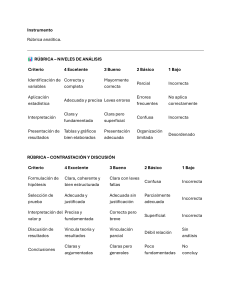 R&uacute;brica Anal&iacute;tica para Evaluaci&oacute;n Estad&iacute;stica y Contraste de Hip&oacute;tesis
