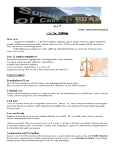 Law 12 Course Outline - Canadian Legal System