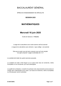 Baccalaur&eacute;at 2025 Math&eacute;matiques Examen Sp&eacute;cialit&eacute;