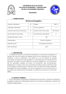 Programa de Eficiencia Energ&eacute;tica - Universidad de El Salvador