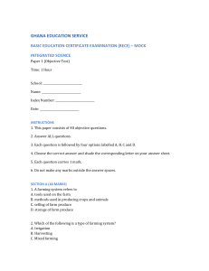 BECE Mock Integrated Science Paper 1 Objective Test