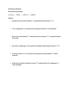 Stoichiometry Worksheet: Hexane Combustion Problems