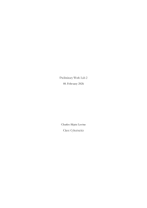 Preliminary Work Lab 2: Cybernetics Lab Report