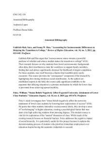 Annotated Bibliography: College Access & Socioeconomic Barriers
