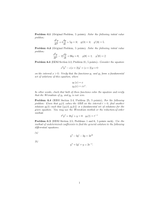 Differential Equations Problem Set: ODEs, Initial Value Problems, Wronskian