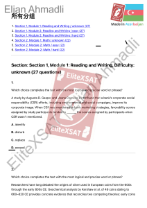 EliteXSAT Reading and Writing Test Questions