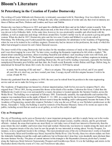St Petersburg in Dostoevsky's Literary Creation | Bloom's Literature