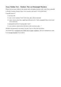 Essay Outline Test: Utopian/Dystopian Video Analysis