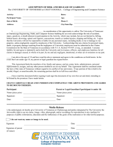 University of Tennessee Chattanooga Liability Release Form