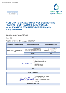 QatarEnergy NDT Contractors & Personnel Standard