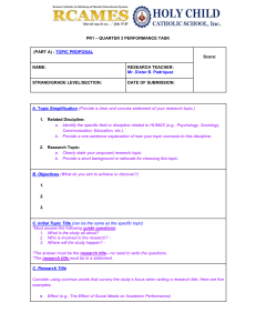 HUMSS Research Topic Proposal Form - Holy Child Catholic School
