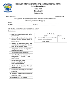 NICE School Standard II Math Test