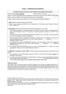 District Court Case Conference Checklist