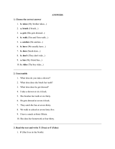 English Grammar Worksheet Answers: Tenses & Vocabulary