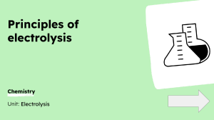 Principles of Electrolysis Chemistry