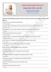 10th Grade Exam Prep: Sentence Rewriting Exercises