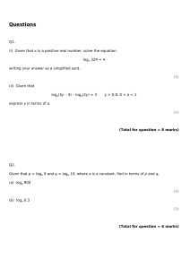 Logarithm Math Problems Exam