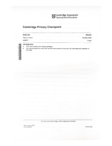 Cambridge Primary Checkpoint English Paper 2 Fiction 2020