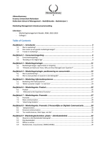 Marketing Management Literatuursamenvatting RSM Bachelorjaar 1