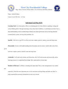 Individual Goal Plan for BS Crim 1st Year Student