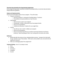 Programming Assignment Documentation Guidelines