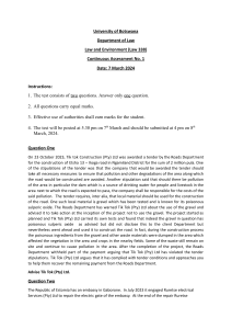 University of Botswana Law 338 Exam: Environmental Law & Sovereign Immunity