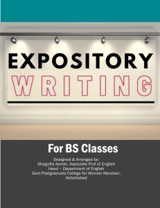 Expository Writing Course Pack for BS Chemistry