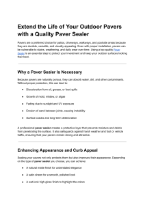 Extend the Life of Your Outdoor Pavers with a Quality Paver Sealer