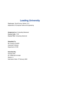 Computing Sessional Assignment: My First Day at University