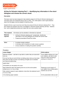 A2 Key for Schools Listening Part 1 Lesson Plan